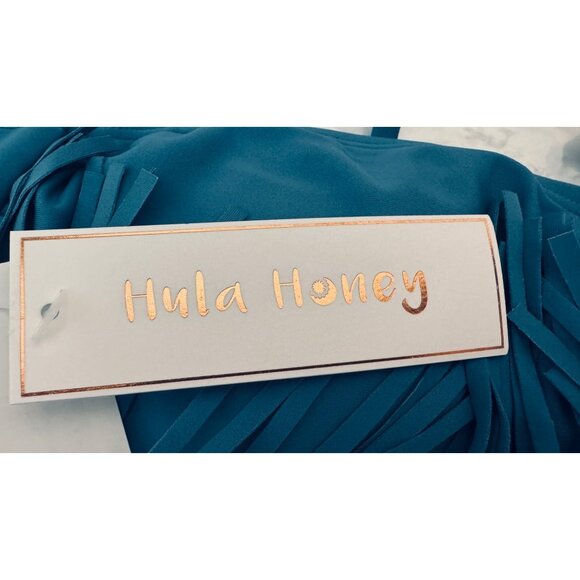 2/$30 NWT Hula Honey Medium Fringe Bandeau Bikini Top Blue Swimwear - Picture 7 of 12